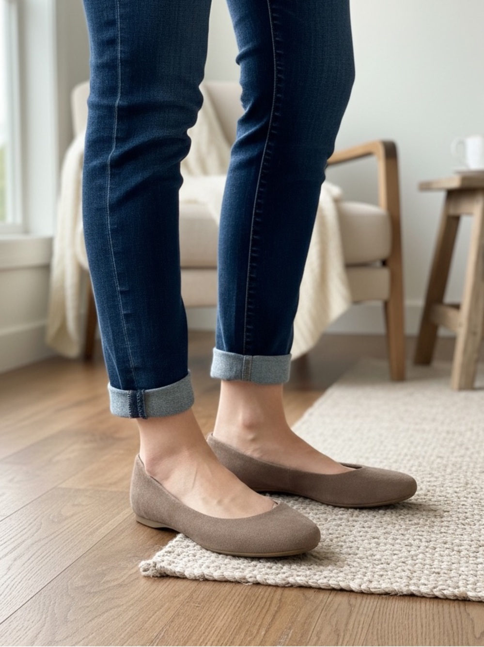 Dr. Scholl’s Giorgie Taupe Microsuede Comfort Ballet Flats 8.5 M
